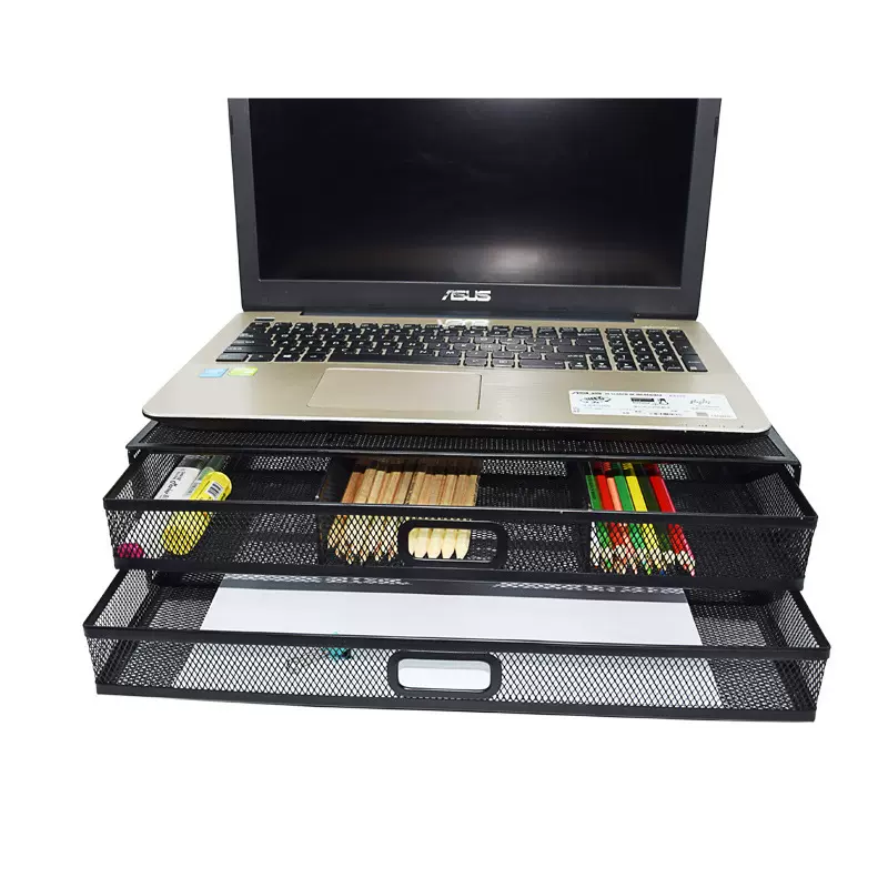 定制多用途电脑增高带抽屉显示器托架收纳支架抽屉式桌面置物架