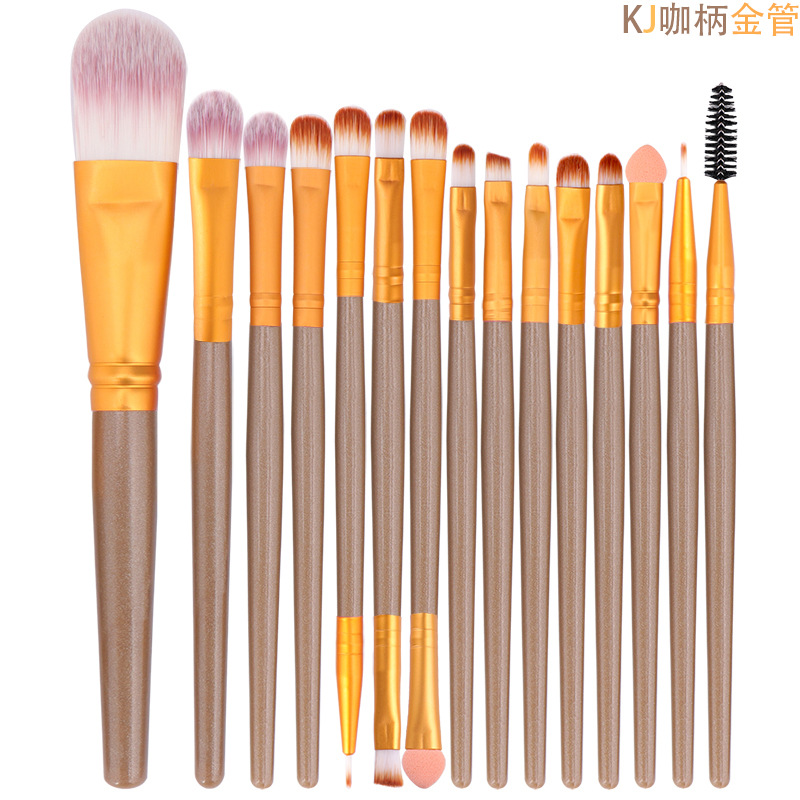 Bangfei 15 pinceles de maquillaje traje de sombra de ojos cepillo de cejas cepillo de pestañas cepillo de labios conjunto completo herramientas de belleza en stock