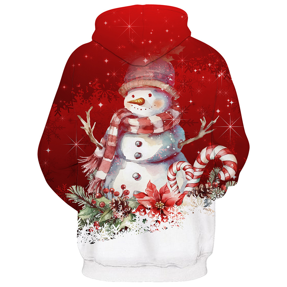 boy Cross-Border Christmas Carnival Snowman European And American Men's Digital Print Pullover Long Sleeve Hoodie Fleece_voghion.com