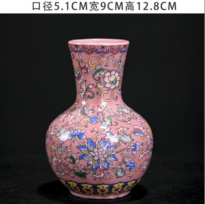 Vaso de escritorio de cerámica de porcelana pequeña boca mini hidroponía de flores retrógradas botellas de flores de porcelana