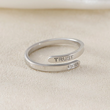 不锈钢不掉色开口戒指活口戒指简约刻字尾戒创意信仰可调节指环