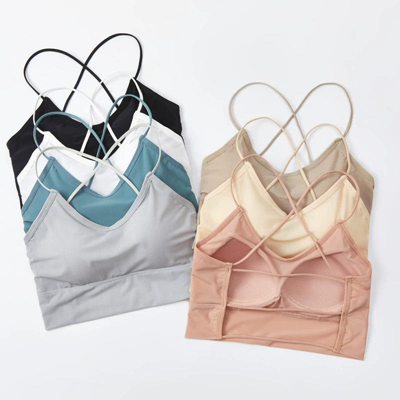 Красивое нижнее белье для спины, женский новый спортивный бюстгальтер с запахом и открытой спиной, Летний Тонкий дышащий бюстгальтер с перекрестными ремешками