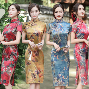 2025 Summer New Cheongsam Fashion Girls Dress Plus Size Mom Women's Performance Clothes Wholesale Delivery National Style