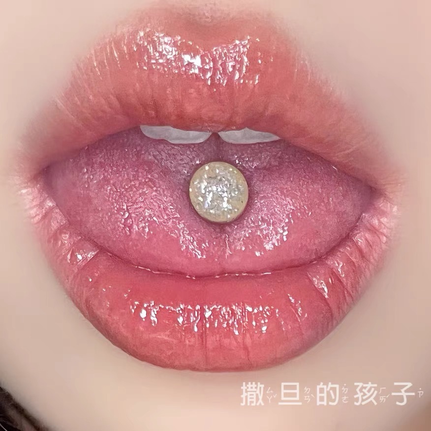 Star Drop Tongue Nail Titanium Steel Blue Tongue Ring External Thread 2024 New Style detail image 3