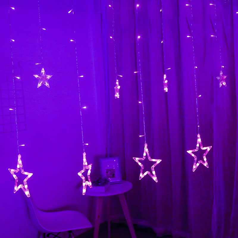 LED luz solar cadena control remoto de cinco puntas estrella cortina decorativa luz Festival de Navidad batería interior USB Star Light