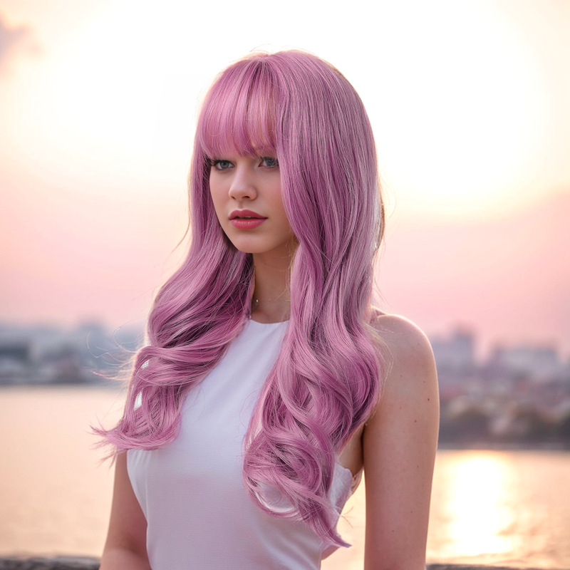Synthetic Wig Women's grape purple long curly hair fluffy cosplay party women's wig_voghion.com