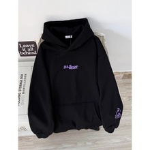 欧美式国潮牌刺绣连帽卫衣男女春秋设计感小众加绒外套上衣