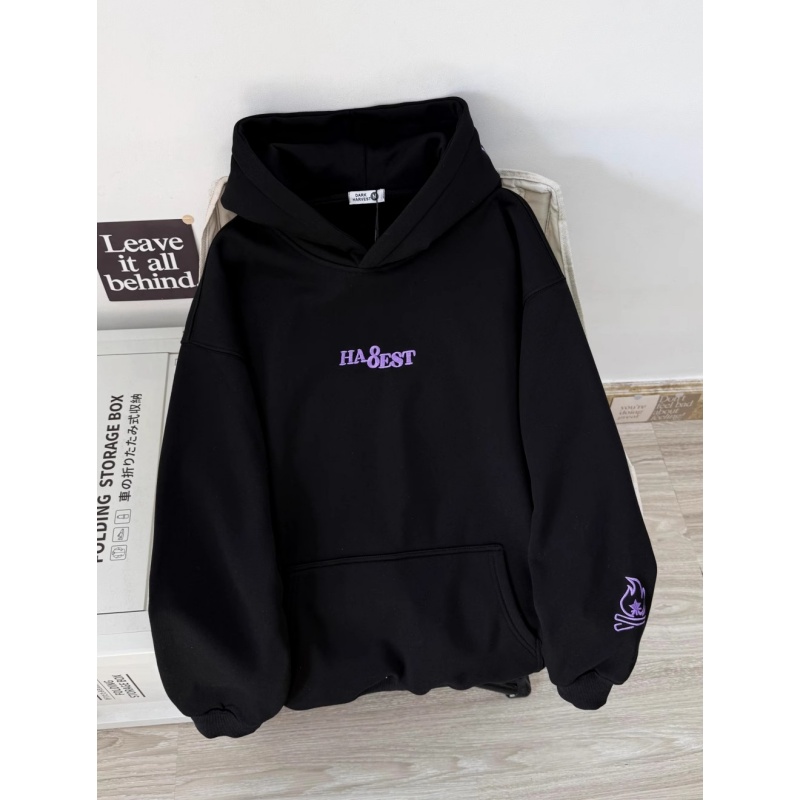 欧美式国潮牌刺绣连帽卫衣男女春秋设计感小众加绒外套上衣