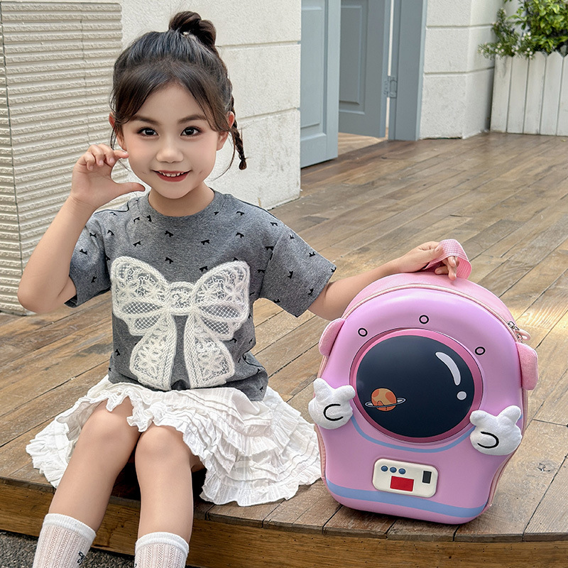 Jardín de infantes mochila de bebés dibujos animados lindos astronautas mochila de niños y niñas lámpara parpadea mochila de niños