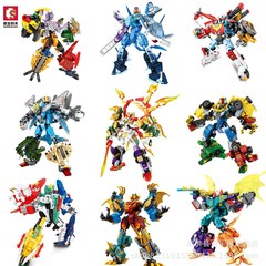 森宝混載積み木6合1積変消防レース変形ロボット金剛混載組立玩具プレゼント