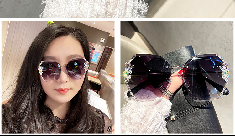 Fashion Gradient Color Resin Polygon Diamond Frameless Women's Sunglasses display picture 6