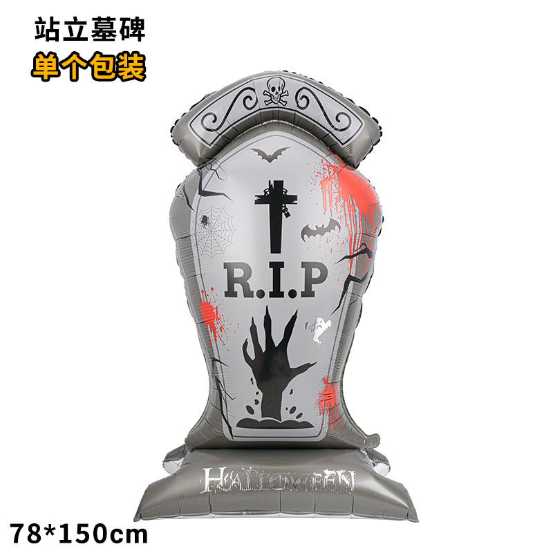 Nuevo globo de Halloween 4D globo tridimensional columna árbol fantasma lápida de bruja puede pararse base globo de película de aluminio