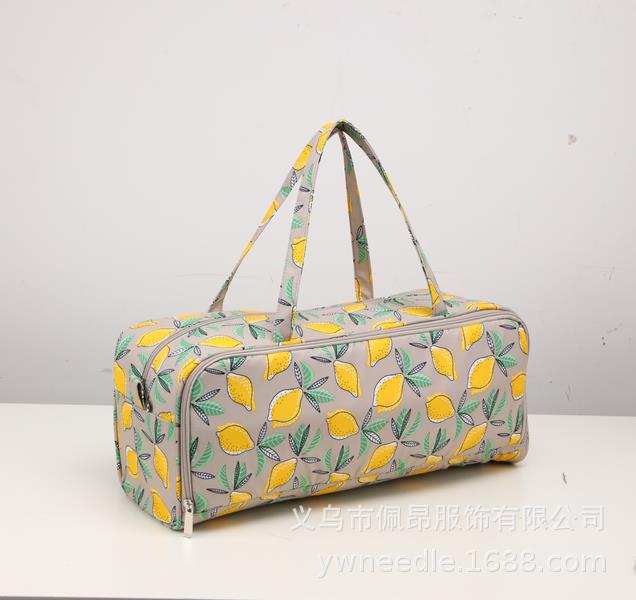 Nueva bolsa de almacenamiento de lana aguja de palo ganchillo tejer suministros bolso rectangular especial patrón de limón multifuncional