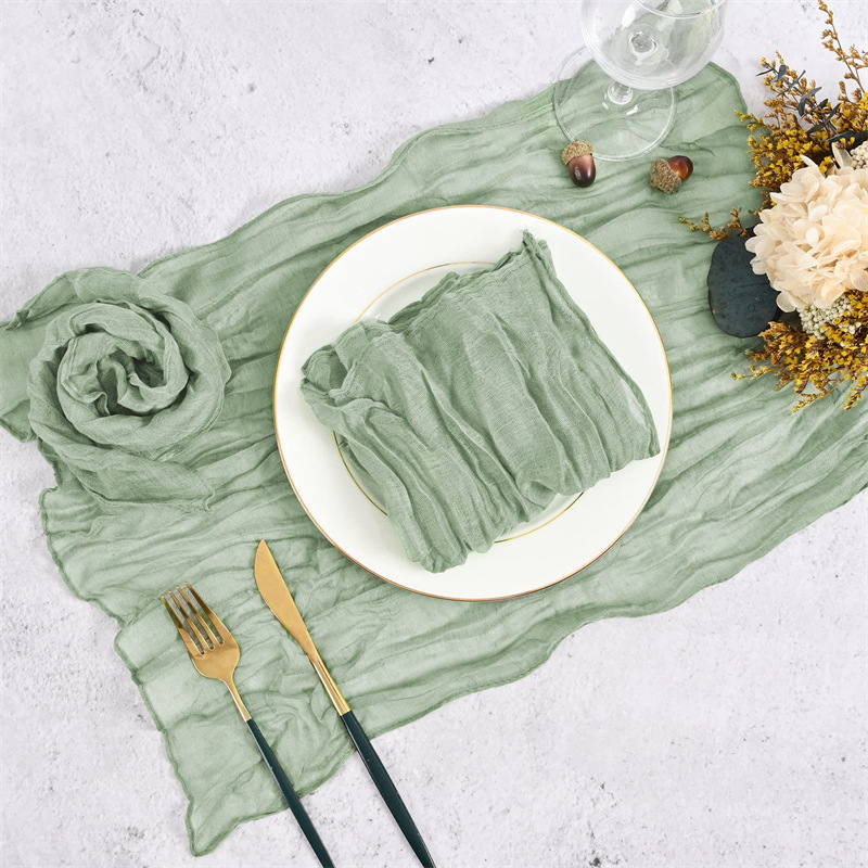 Bohemian Style Wrinkled Cloth Napkin Wedding Party Table Decoration Placemat Home Pleated Solid Color Voile Wholesale