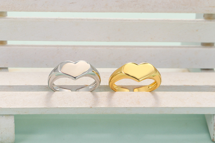 Birthday Occasion Fashion Glossy Heart Geometric Copper Ring Wholesale Nihaojewelry