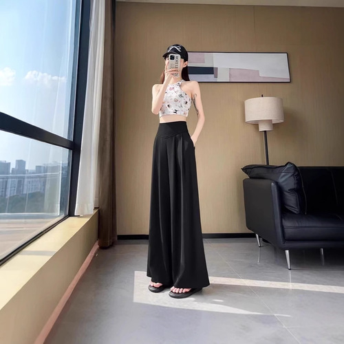 2025 Women's Suit Pants New Slimming High-Waisted Loose Tidal Straight Leg Floor-Length Casual Pants Spring and Autumn Season