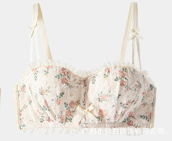 Ropa interior superior de tubo de niña de verano floral, sin costuras, hermosa espalda, sin anillo de acero, pechos pequeños, sujetador de texto grande image 7