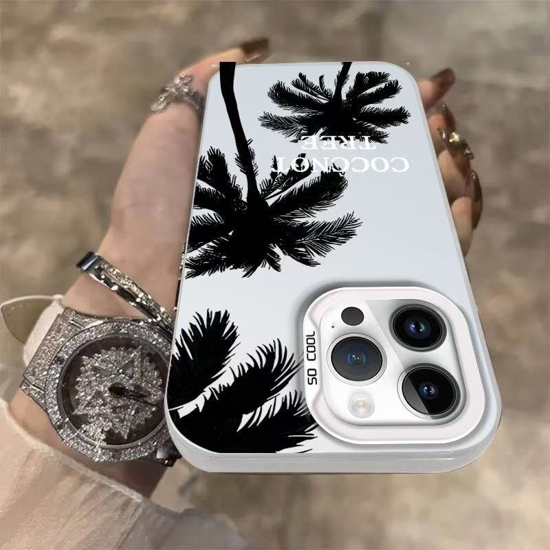 Nueva silueta de árbol de coco para iPhone 16 funda para teléfono móvil Apple 15promax/14 anti-caída 13pro12 Premium