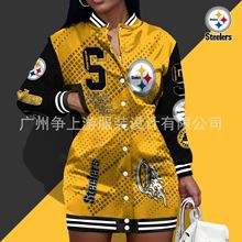 跨境外贸2025新款女装NFL纽扣3D印花棒球服休闲百搭夹克外套春秋