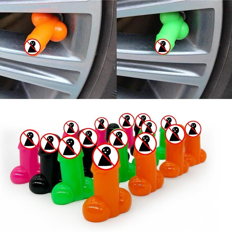 Prank Air Core Tire Valve Cap Prank Fluorescent Valve Cover Prank Valve Car Motorcycle Accessories