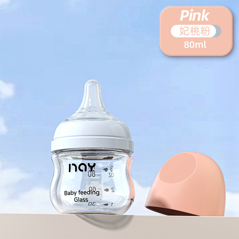 Nuoai botella de vidrio bebé recién nacido calibre ancho anti-flatulencia anti-ahogamiento fabricante de biberones recién nacidos en stock