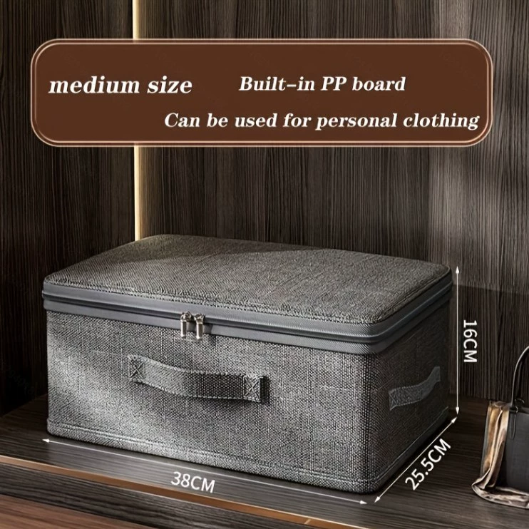 Fabric Storage Boxes 4-Piece Set, Capacious Foldable Zipper Organizers, Multi-Size Options