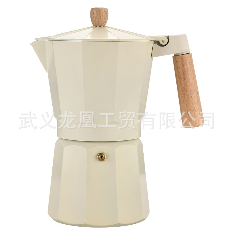 Cafetera Italiana Moka con Mango de Madera, Aluminio, para Café