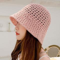 Internet celebrity same style women's sun hat summer beach small brim simple sun hat travel vacation woven bucket fisherman hat