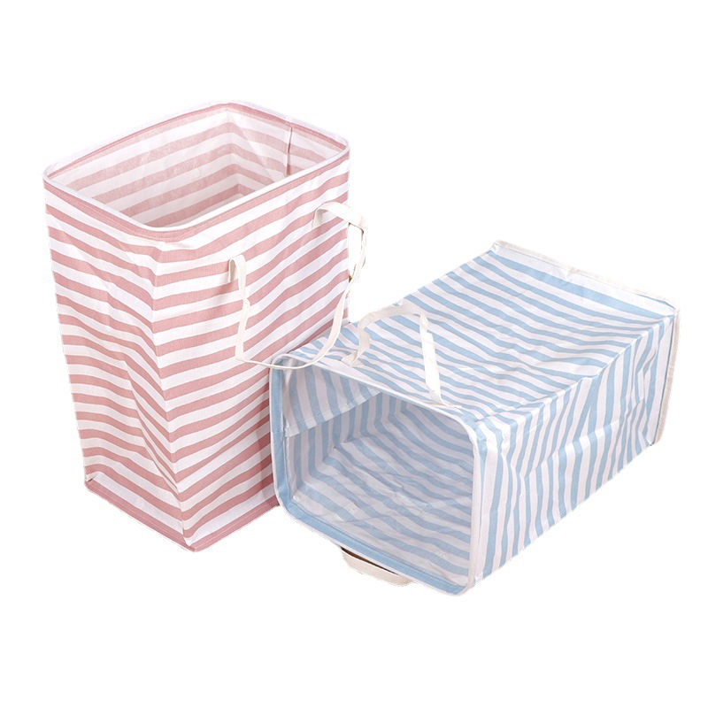 Cross-border Amazon plegable a prueba de humedad a rayas cesta de lavandería en casa cesta de almacenamiento de ropa Cubo de almacenamiento de juguete