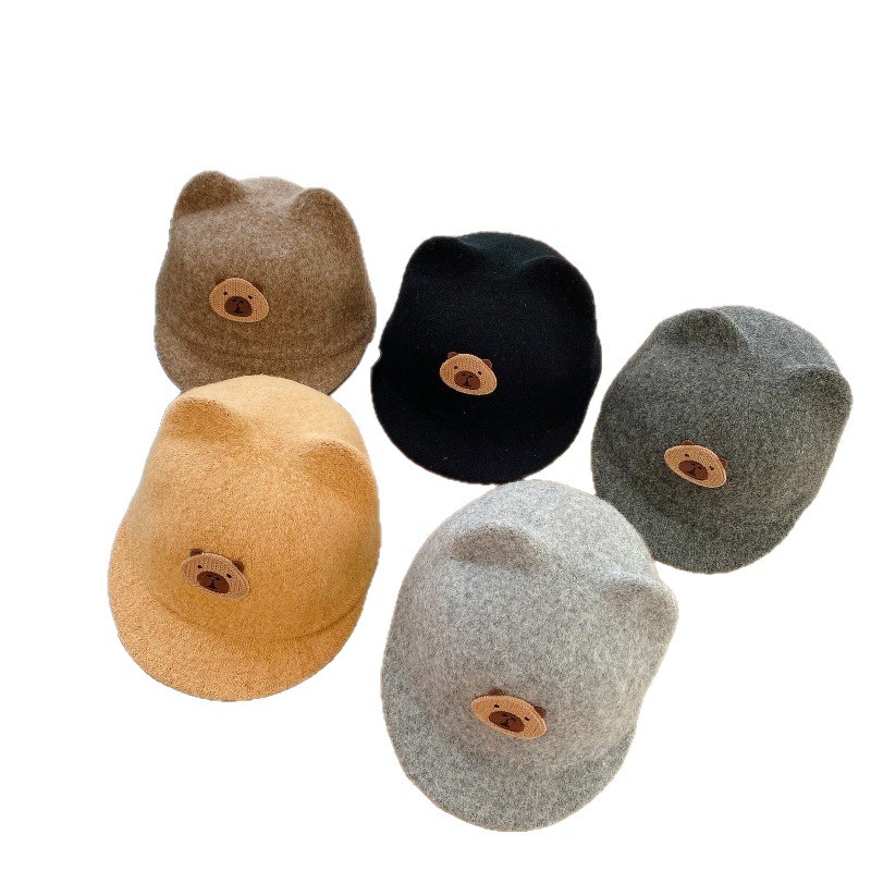 Sombreros de primavera y otoño para bebés de estilo británico, sombreros de lengua de pato para bebés de lana caliente, sombreros de caballo de invierno para niños y niñas, sombreros caballeros