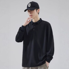 新款秋冬polo衫男长袖翻领T恤带领秋冬纯色秋衣打底衫内搭新款ins
