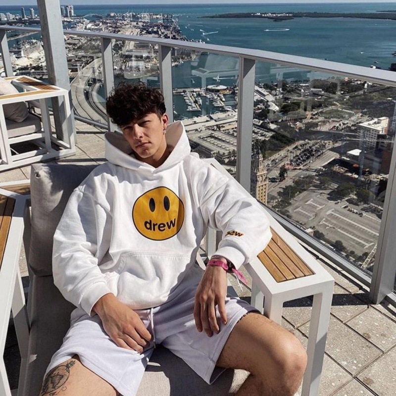 Drew 스마일리 후드티 화이트