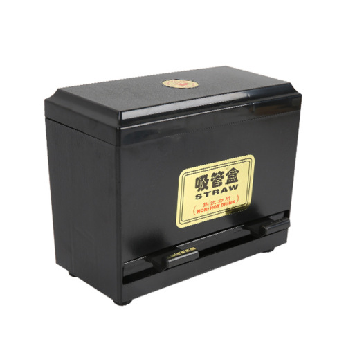 Milk tea shop straw box plastic storage box adjustable push-type creative dust-proof thickened automatic straw box