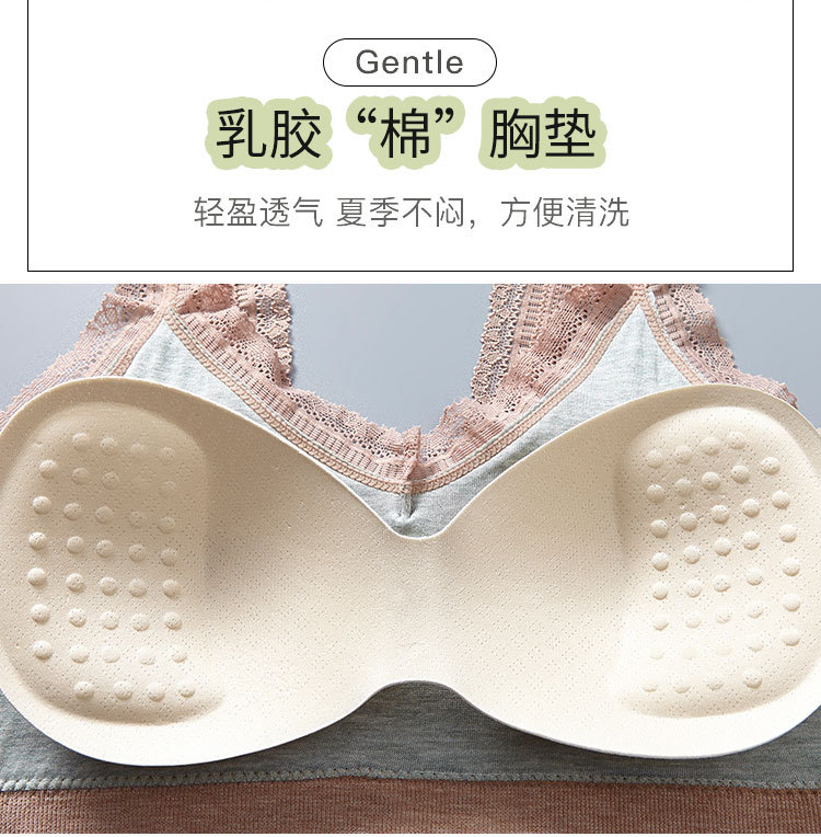 棉美背裹胸性感蕾丝边V领聚拢打底防走光乳胶胸垫可拆卸运动文胸详情图4