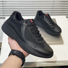 欧洲站男鞋大牌外贸真皮网布透气休闲运动鞋厚底时尚百搭板鞋P家G