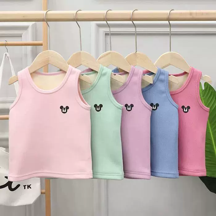 儿童加绒保暖背心宝宝内穿护肚秋冬季加厚马甲男女童打底坎肩背心