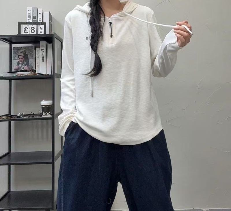 连帽长袖T恤打底衫女 秋款 文艺复古时尚百搭减龄休闲宽松内搭ins|undefined