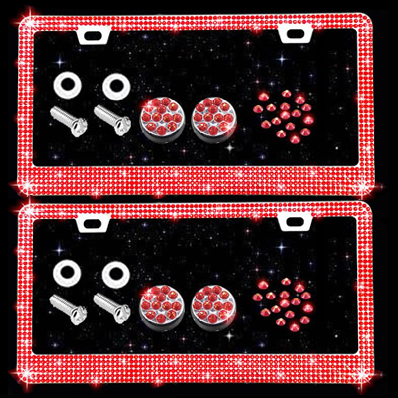 American Standard License Plate Frame with Rhinestones, Acrylic License Plate Holder, Car Accessories, Cross-Border Model, Stainless Steel License Plate Frame