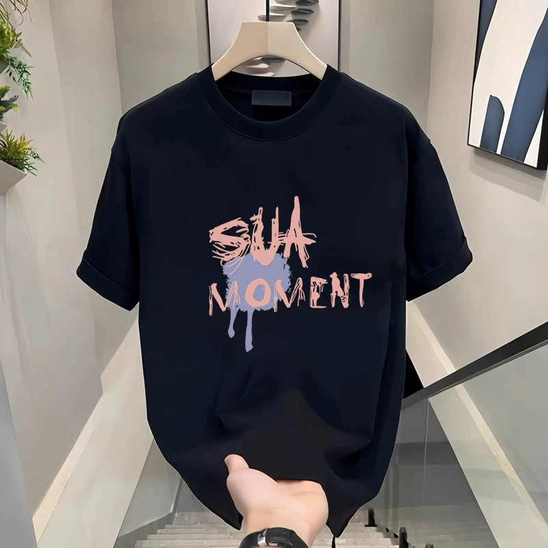 Летняя футболка с короткими рукавами женская корейская версия хлопчатобумажная черная футболка с половиной рукава для мужчин и женщин