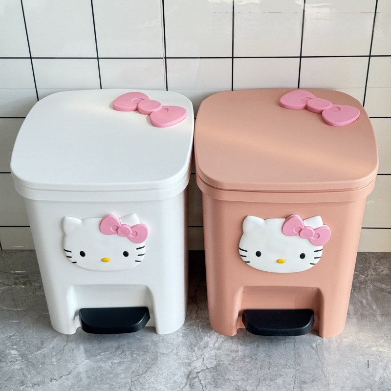 Cartoon-Style Trash Can, Cute and Aesthetically Pleasing, for Home Use in Living Room, Bedroom, Foot-Operated with Lid, Large Capacity, for Bathroom Cartoon-Style Trash Can, Cute and Aesthetically Pleasing, for Home Use in Living Room, Bedroom, Foot-Operated with Lid, Large Capacity, for Bathroom