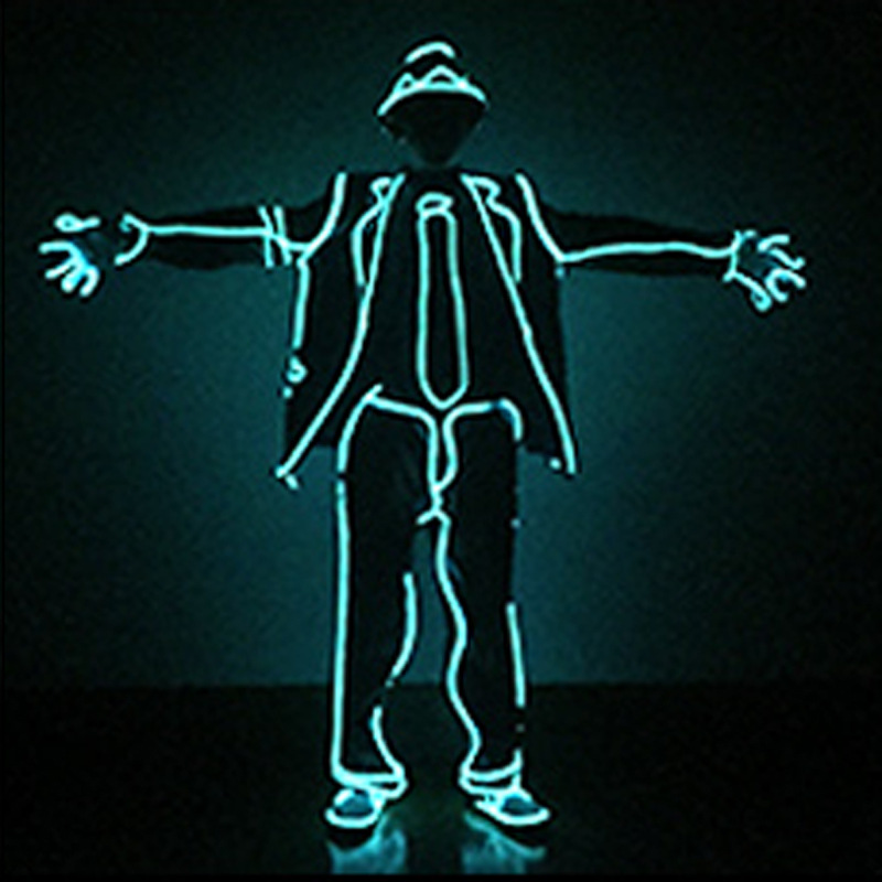 Traje de Danza Fluorescente MJ Mike, Ropa Brillante con Luz Fría EL para Discoteca, Atuendo Luminoso LED para Actuaciones en Escenario
