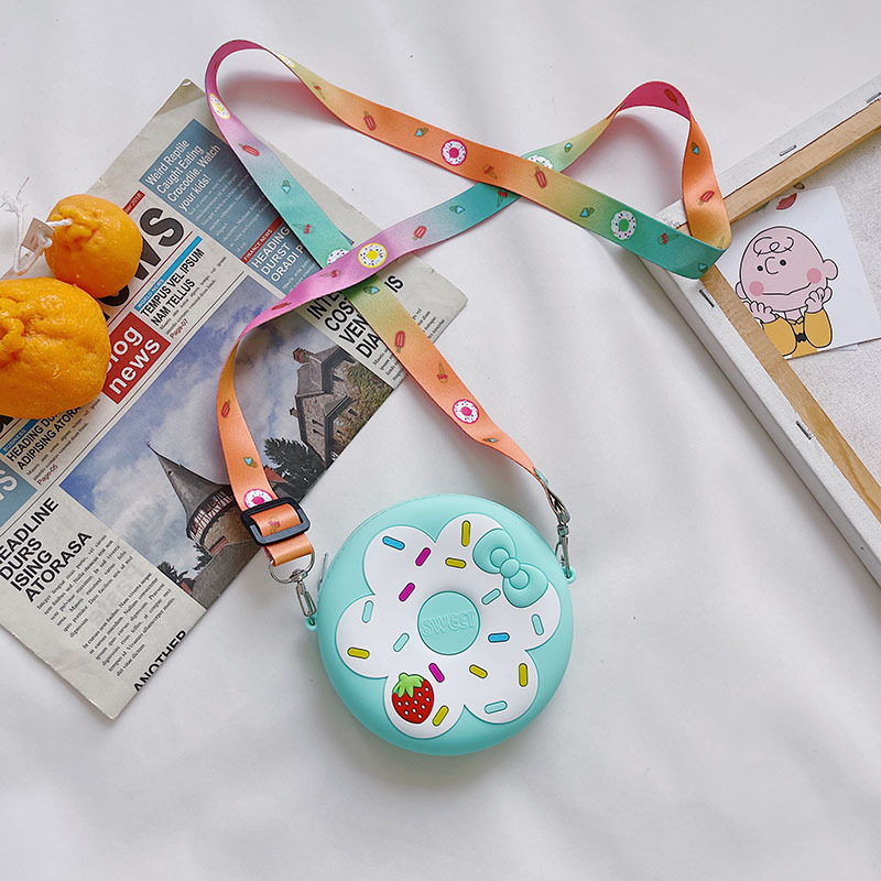 Nueva bolsa cruzada infantil con forma de donut, monedero de silicona, mini bolsa cruzada, cartera de hombro, linda bolsa para niñas