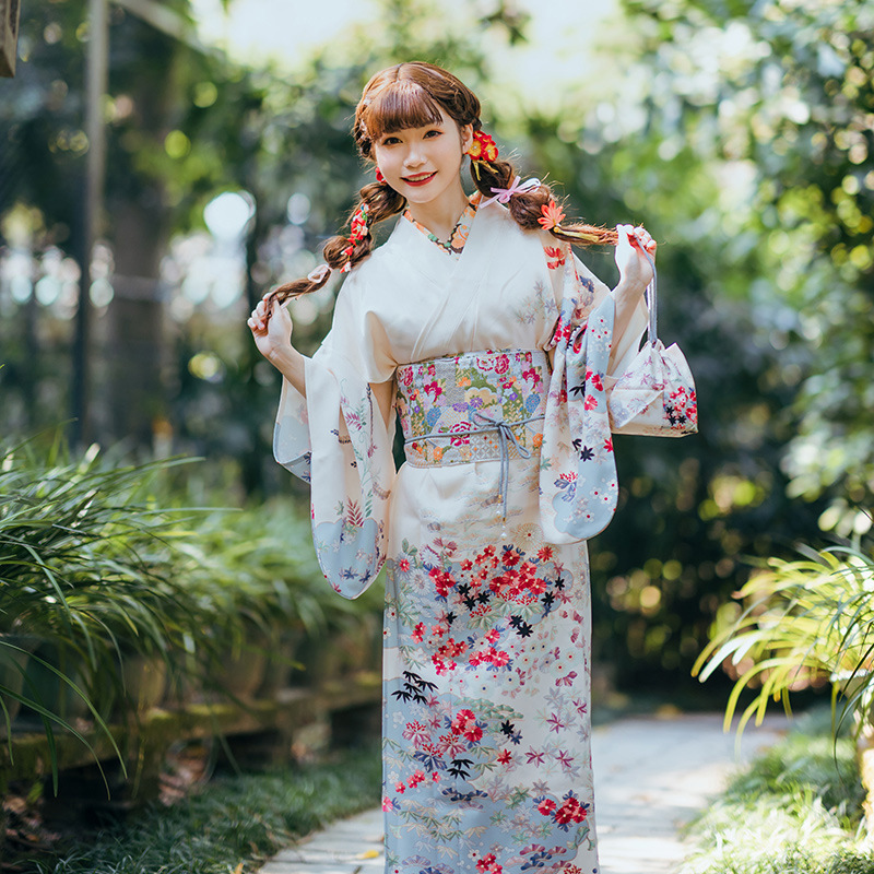 跨境日本和服女正装访问和服免熨烫不易皱材质摄影写真和服