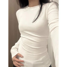 美式辣妹紧身长袖t恤女秋冬新款基础内搭打底衫修身收腰弹力上衣