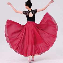 儿童大摆裙720双层古典舞蹈万疆古典舞练习女童新疆半身裙