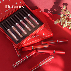 跨境外貿彩妝唇彩6支禮盒套裝 啞光不易沾杯霧面絲絨液體口紅出口