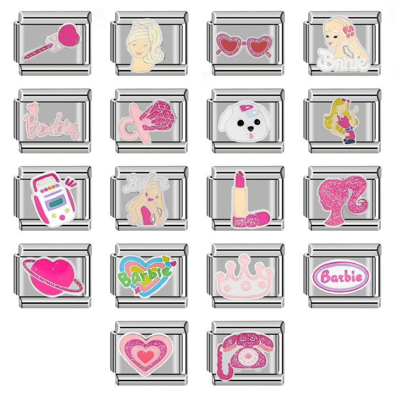 Niche cross-border combination elastic bracelet Barbie princess embroidered steel 9MM super cute DIY module youth bracelet Niche cross-border combination elastic bracelet Barbie princess embroidered steel 9MM super cute DIY module youth bracelet