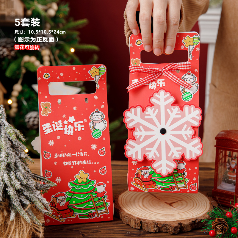 Christmas, red, handheld, with snowflakes
