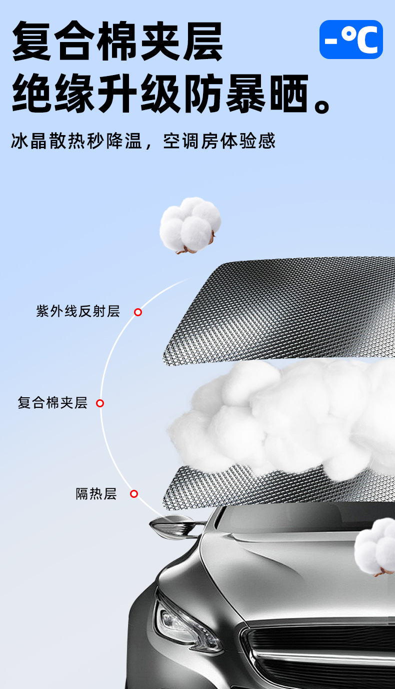 New car snow shield three-window sun visor glass sun visor thickened magnetic snow cover antifreeze half cover car jacket