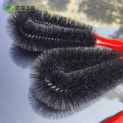 Red Handle Black PP Cord Car Ultra-Fine Fiber Tire Brush Wheel Hub Brush Cleaning Supplies Car Wash Tool Brush